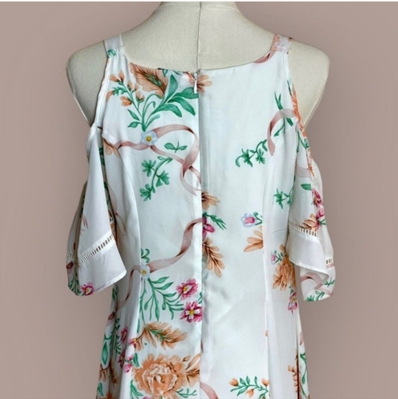 Disney Beauty and The Beast Floral Cold Shoulder Dress - Picture 6 of 11